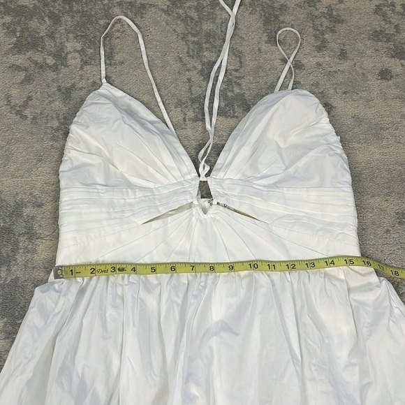 New Ulla Johnson Phoebe Tiered Cut Out Cotton Poplin Midi Dress White Sz 10 - Picture 10 of 14
